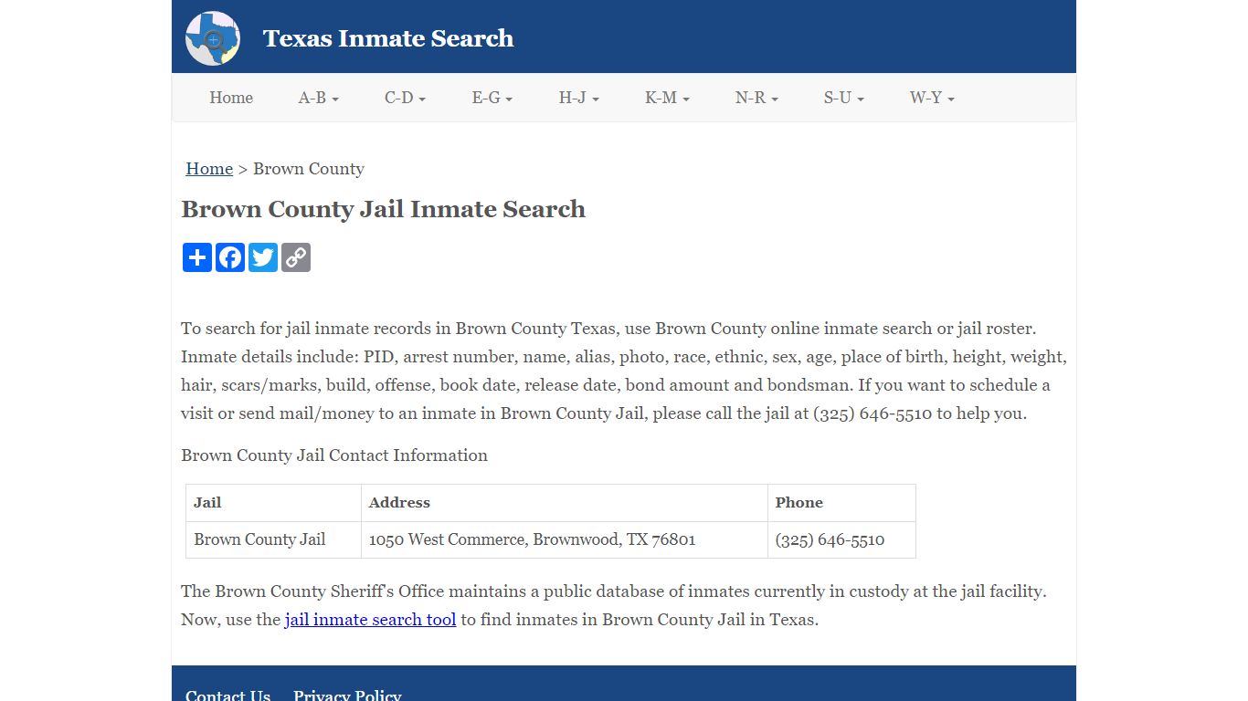 Brown County Jail Inmate Search